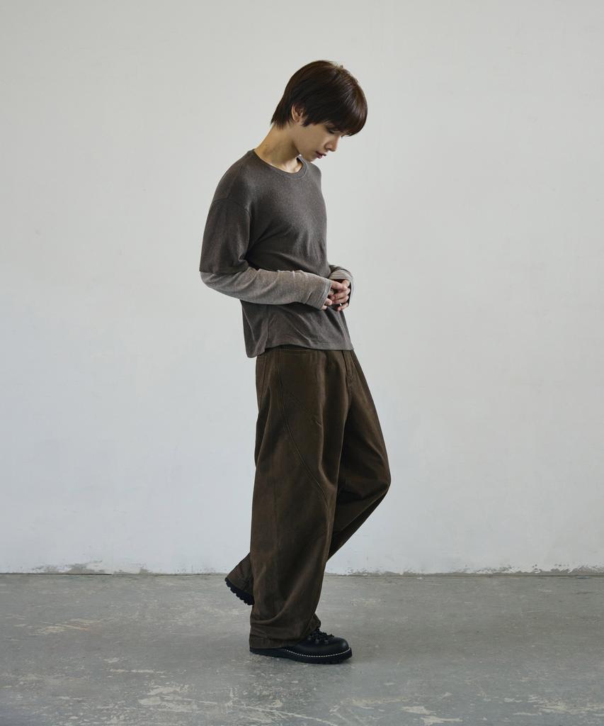 Seukeulaeteulpigsel Vtg Fade Dart Изогнутая Линия Хлопковые Брюки [Коричневый]