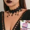 Кружевное ожерелье Лолита в стиле ретро, черное готическое ожерелье с кисточками