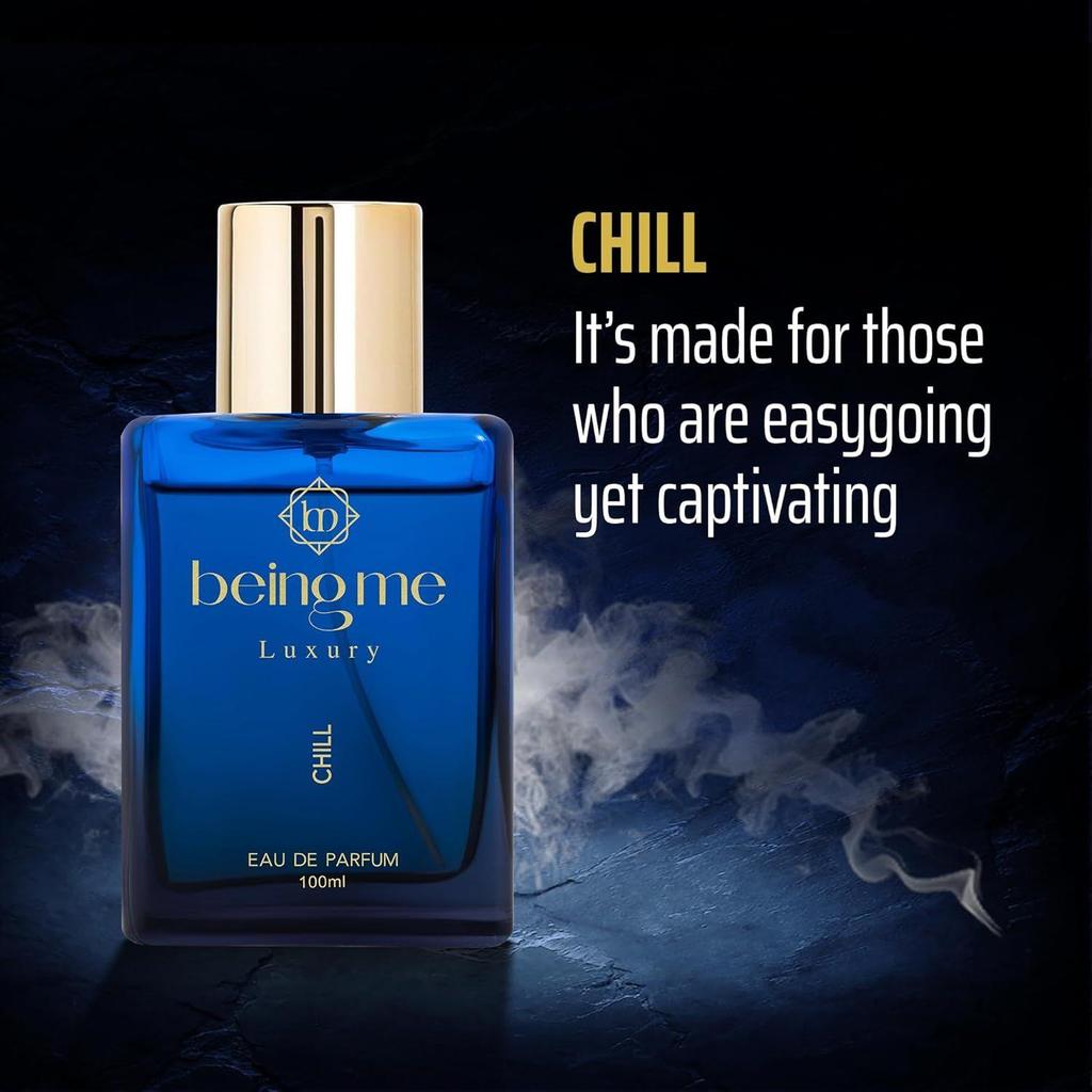 Being Me Luxury CHILL Long Lasting Perfume for Men | Citrus & Elegant Floral Notes with Warm Patchouli Base | Office, Date & Party Fragrance Scent