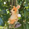 Hanging Swing Statue Resin Craft Rabbit Ornament with Imitation Rattan Rope Tree Stump Base Small Portable Home Garden Decoration