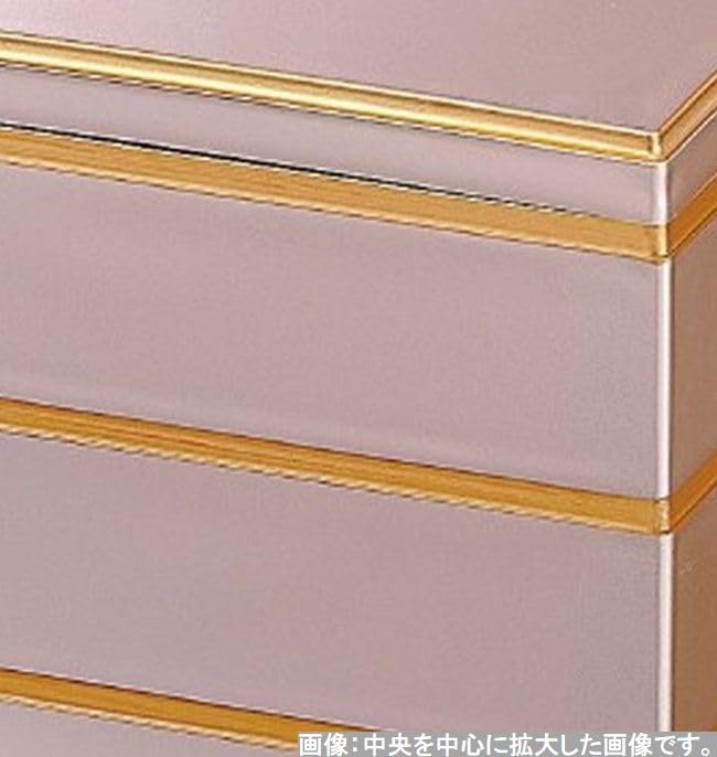 J-kitchens Сделанная в Японии 3-ярусная коробка, 6,5 дюймов, дизайн Saikōgura, розовая жемчужина, золотой ободок, 19,4 см x 19,4 см x 19,2 см
