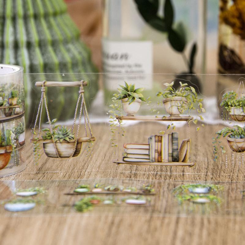 1 Roll Masking Tape 2m Hanging Potted Plants Die-Cut Tape Scrapbook DIY & Journal Planner Decoration For Phone Case Notebook