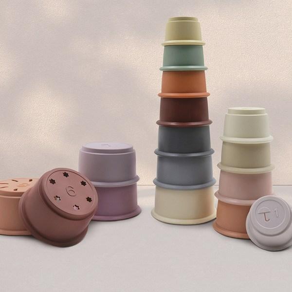 Fromis Silicone Infant Cup Stacking Set, Blooming, 1 Set, Korean Baby Products