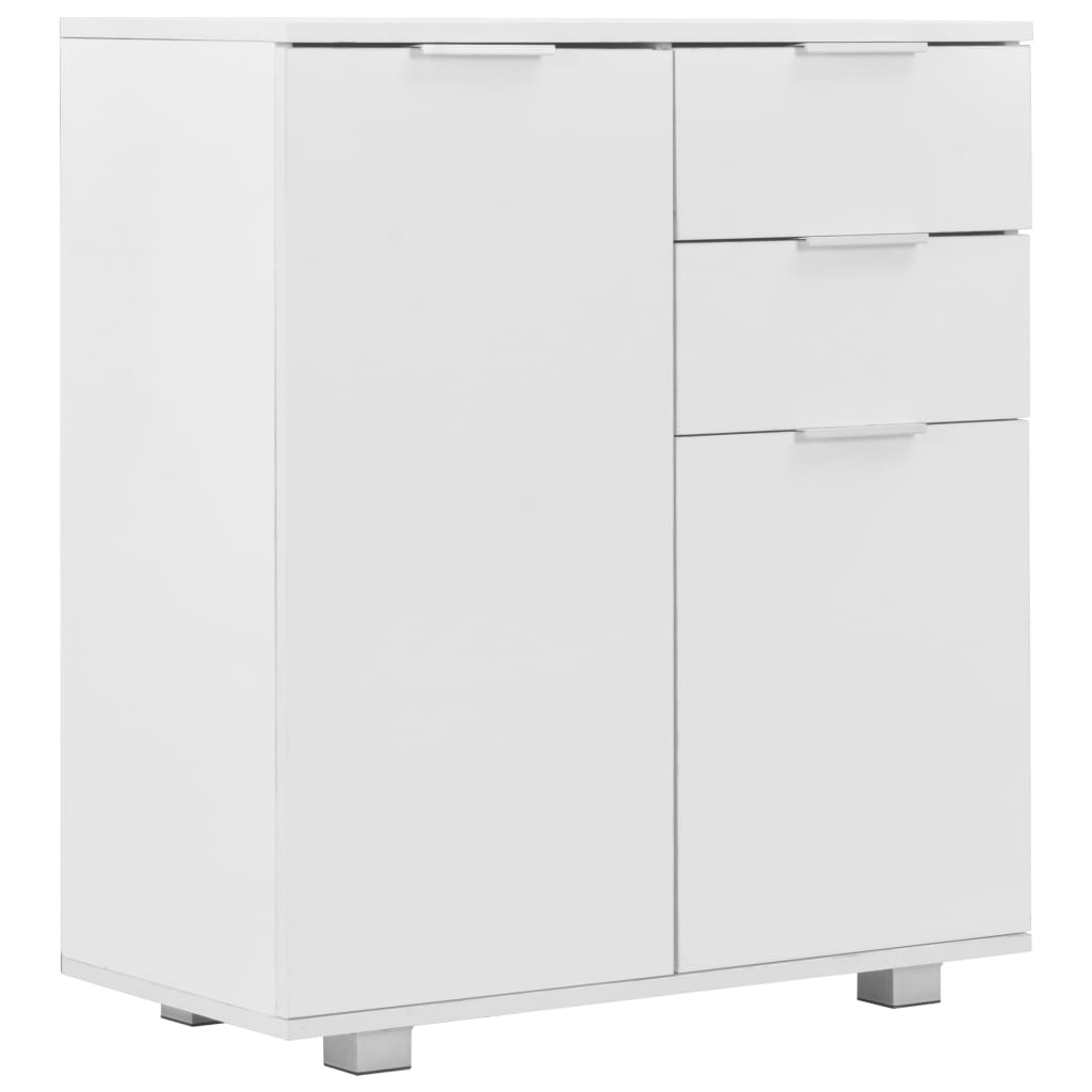 Sideboard High Gloss White 71 x 35 x 80 cm Engineered Wood