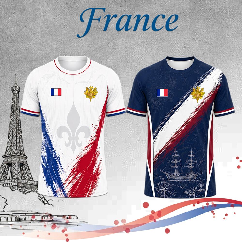 French Flag 3D Printed T-shirt Summer Outdoor Leisure Sports Short Sleeve Top Men's Football Training Clothing Fan Gift Clothing