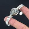 Natural Fume Agate Gemstone 925 Silver Bangle Crescent Moon Adjustable For Girls