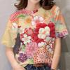 Футболка с цветочным принтом Женская футболка Летняя повседневная одежда Harajuku Футболка Hundred Street Дышащий топ