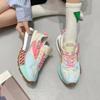 New European and American Single Shoes 2024 Spring and Autumn Colored Breathable Women's Shoes Casual Flat Bottom Sports Shoes