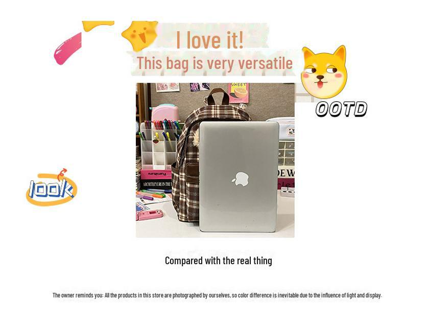 Рюкзак в стиле ретро с клетчатым принтом в виде щенка для осени/зимы — стильная универсальная школьная сумка для девочек