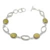 Natural White Topaz, Chalcedony Gemstone 925 Sterling Silver Bracelet 7-8" J7d65