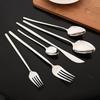 6Pcs/Set Silver Flatware Cutlery Set Stainless Steel Knife Dessert Fork Spoon Tableware Set Festival Kitchen Dinnerware Gift