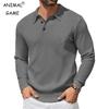 Mens Long Sleeve Polo Sweater Knit Casual Heavyweight Thermal Pullover Sweater Winter Warm Wool Jumper Button Down Streetwear