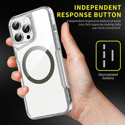 Прозрачный ударопрочный акриловый чехол Magsafe для iPhone 16 Pro Max 15 14 13 Plus Защита камеры Магнитный ударопрочный прозрачный чехол