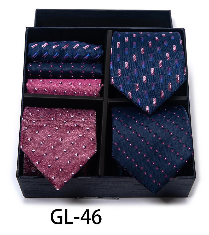 Men'S Gift Box Set Tie Fashion Business Net Color Jacquard Tie Square Scarf