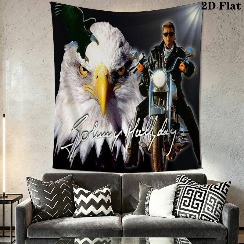 Johnny Hallyday Musical Legend Tapestry Fashion Print Background Cloth Background Wall Hanging Cloth Work Of Art Atmospheric Background Cloth