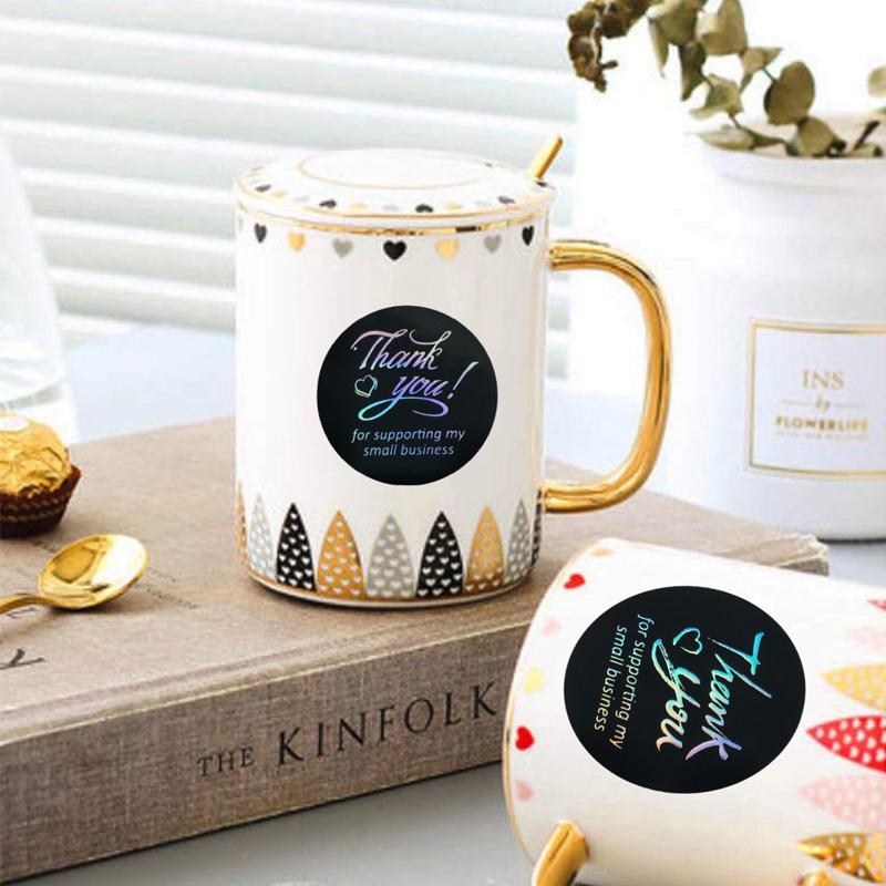 500 шт./рулон, уплотнительная наклейка «Спасибо», самоклеящаяся круглая этикетка, красочные наклейки 3,8 см