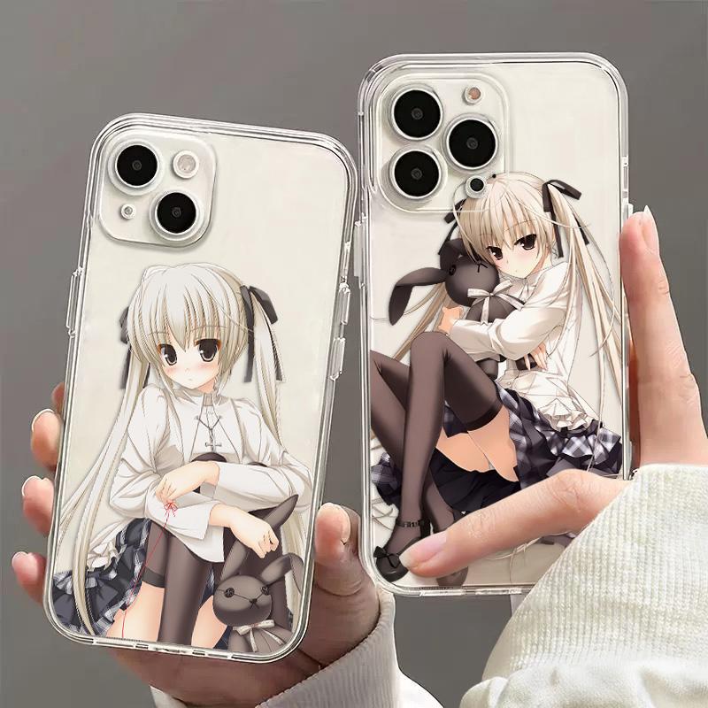 Ins Чехол для телефона с аниме-девушкой для iPhone 16 15 14 13 12 11 Mini Pro Max X XR XSMax 7 8 Plus SE20 Прозрачный чехол