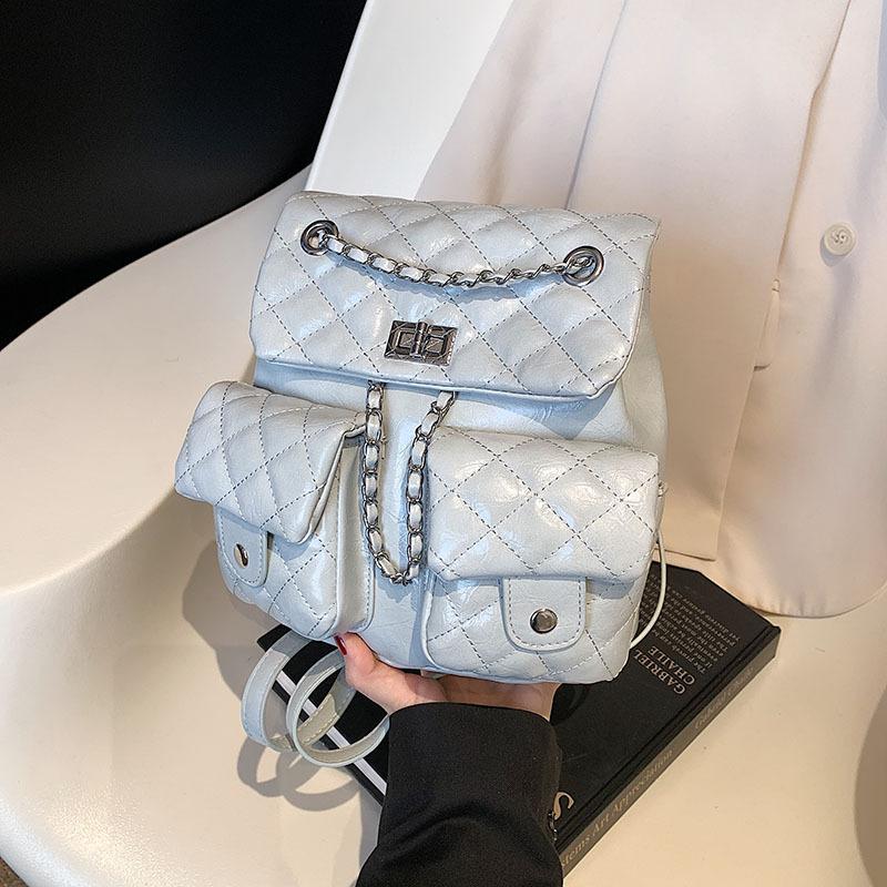 Рюкзак-цепочка ромбовидной формы, женский нишевый дизайн, модная сумка-ведро, повседневный корейский вариант, школьный рюкзак премиум-класса для путешествий