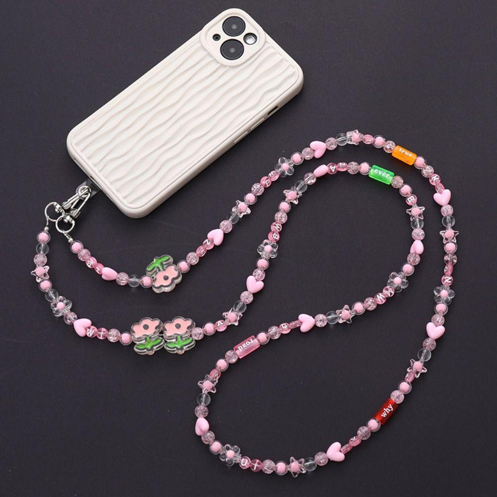 120CM Bead Phone Lanyard Colorful Neck Hanging Cord Crossbody Cellphone Strap Phone Accessories