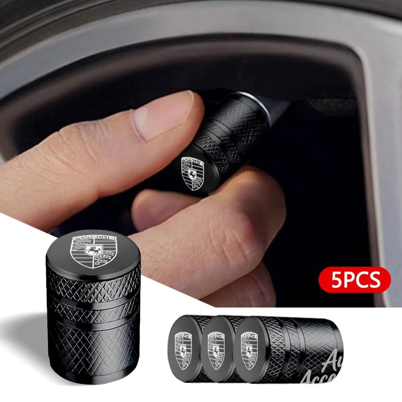 5Pcs Car Wheel Tire Valve Caps Alloy Stem Protect Cover For Porsche Cayenne Panamera Macan 911 718 Taycan Boxster Cayman Sticker IJCDF1
