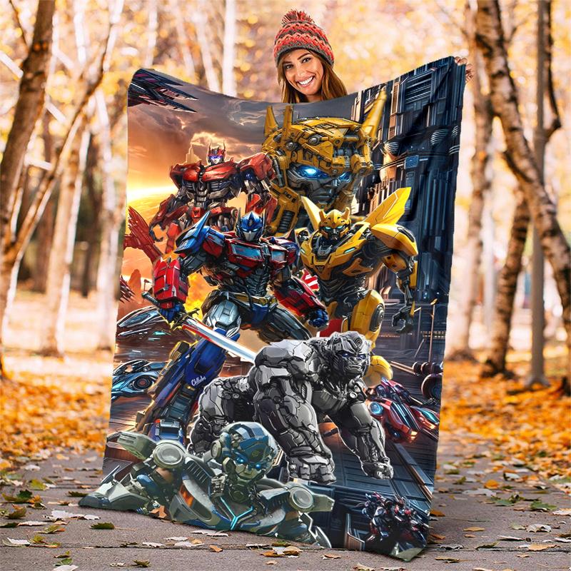 Transformers Flannel Blanket Soft Warm All-Season Throw, Design for Camping, Car Travel, Hiking Sofa, Bed, Office Perfect Gift for Parties