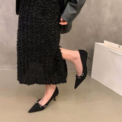 Женские туфли на высоком каблуке с острым носком, замшевые с юбкой, темпераментные, осенне-зимние, красные свадебные туфли, лодочки