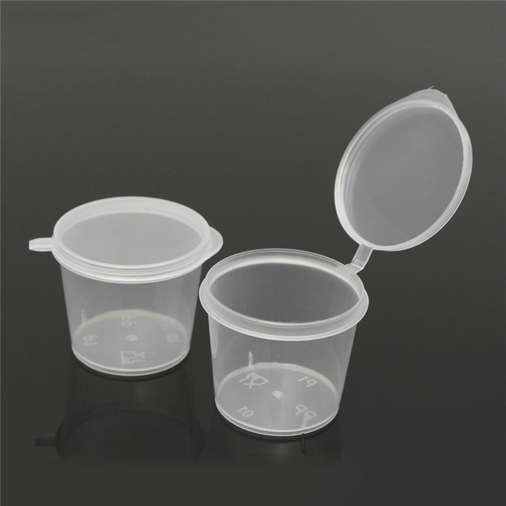 100 шт. прозрачные одноразовые стаканчики для соуса, чашки для чатни, емкость для небольшого хранения, контейнер для коробки с крышками MIT