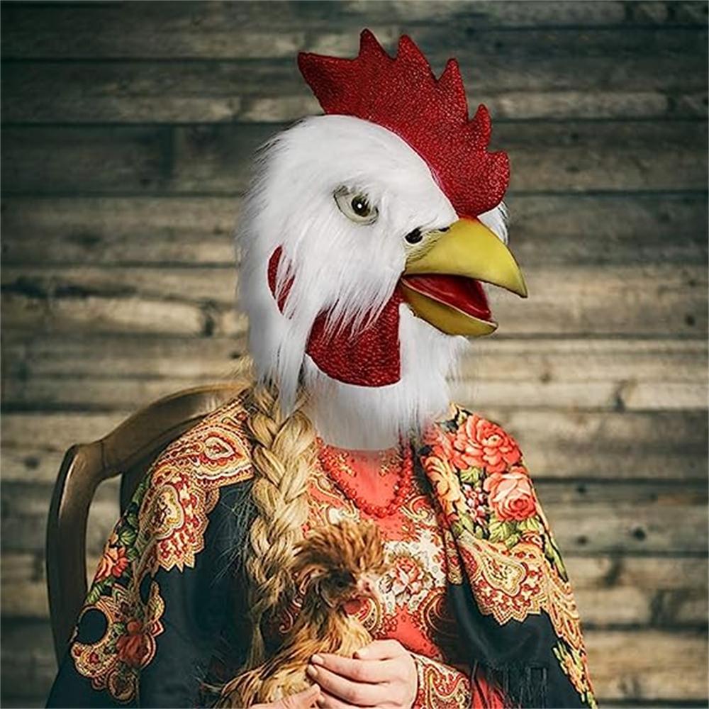 Латексная маска головы петуха животного для Хэллоуина, костюм для косплея, вечерние головные уборы, реквизит, новинка, плюшевая латексная маска с куриной головой