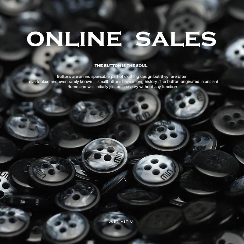 Four-Eye Min Resin Buttons Imitation Shell Knitted Cardigan Shirt Sleeve Collar Buttons Black Beige Clothing Accessories