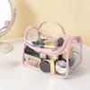 Transparent Mesh Cosmetic Bag Women Makeup Bag Double Zipper PVC Waterproof Makeup Pouch Toilet Wash Bag Large Tote Handbag