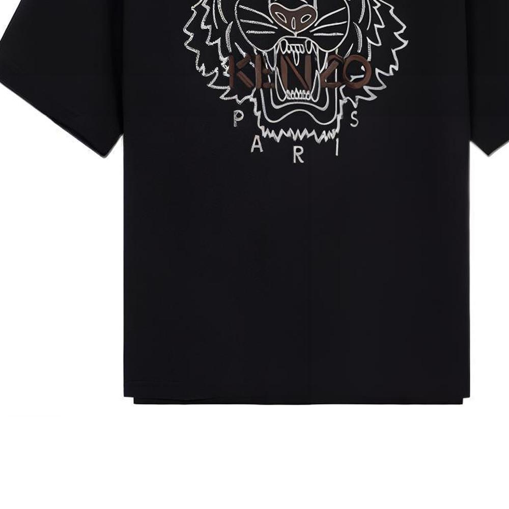 KENZO Classic Tiger Head T-Shirts Men's Black Crew Neck Moderate Straight Fit FB65TS0894YF-99