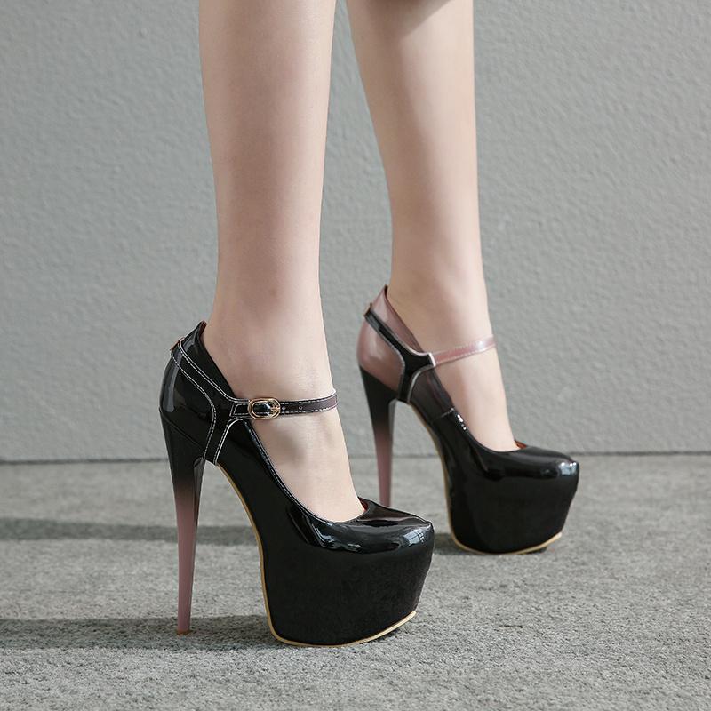 Модные сексуальные туфли на высоком каблуке и платформе, большой размер 48, женские туфли-лодочки на каблуке, весна-осень, лакированная кожа, туфли для танцев и вечеринок, женские, большой размер