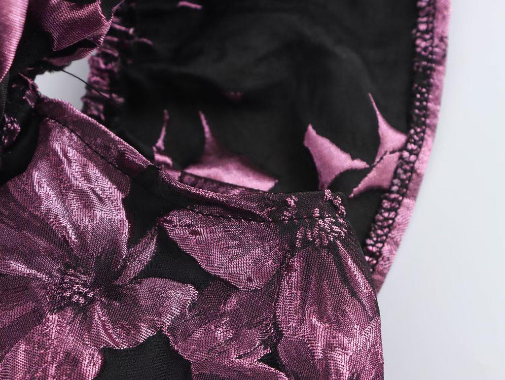 Spring 2025 Women's Off-Shoulder Jacquard A-Line Dress - European & American Style