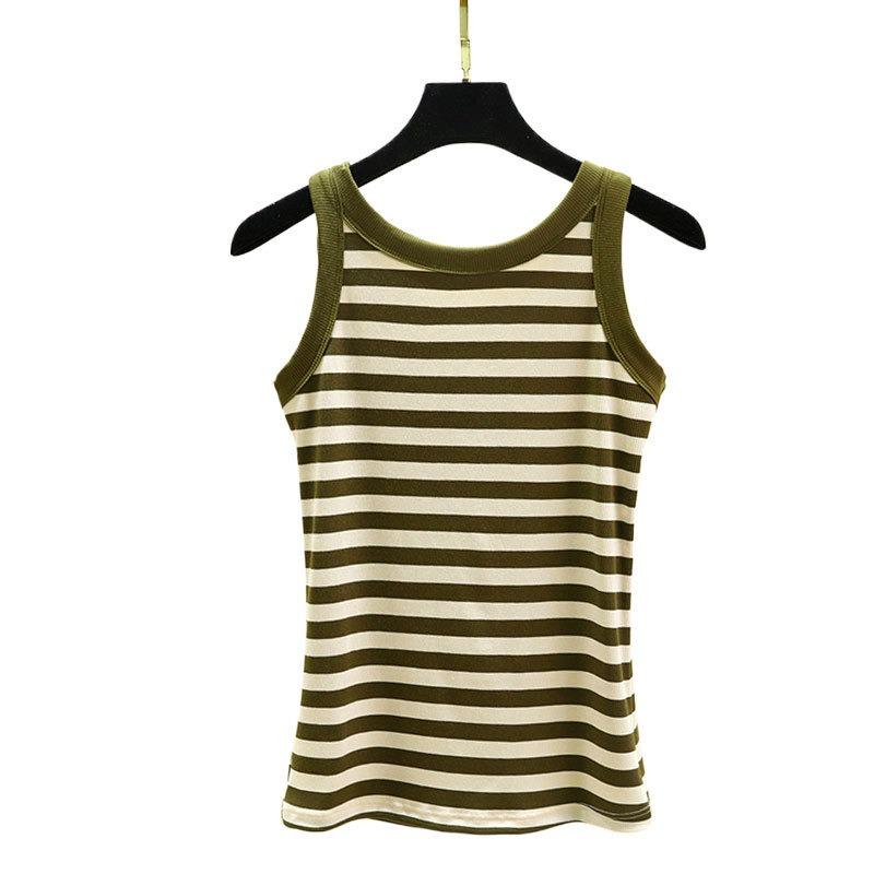 Повседневные женские облегающие майки с тонкими бретелями, модные майки без рукавов, свободные летние майки с круглым вырезом, полосатые майки