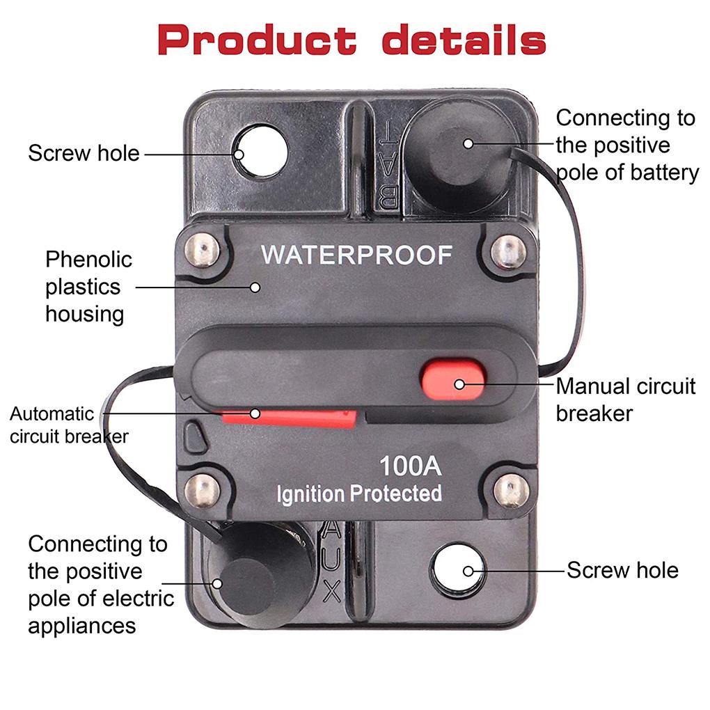 30A-300A Fuse 12-48V Circuit Breaker 12V Trolling Manual Reset Fuse Car Boat Manual Power Protect Breaker for Audio System