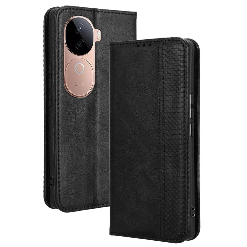 Кожаный чехол-кошелек с подставкой с ретро-текстурой для vivo V40e 5G/iQOO Z9s 5G