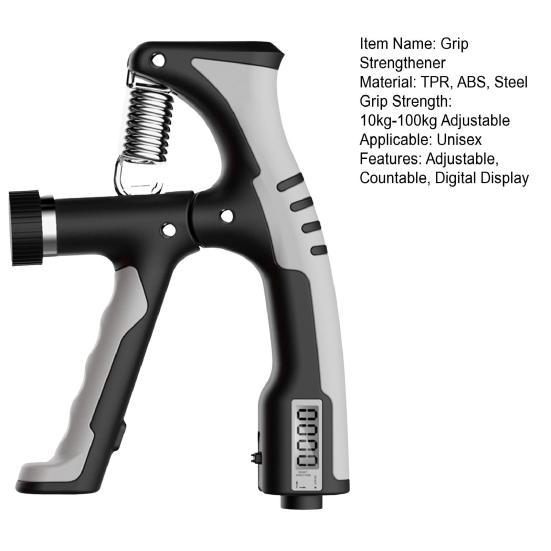 Тренажер силы хвата со счетчиком 10-100 кг Регулируемый цифровой дисплей Счетный тренажер для мужчин и женщин для предплечий Усилитель силы для ручного захвата