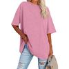 Womens' Fashionable And Casual Solid-color Basic Round-neck Short-sleeved Top