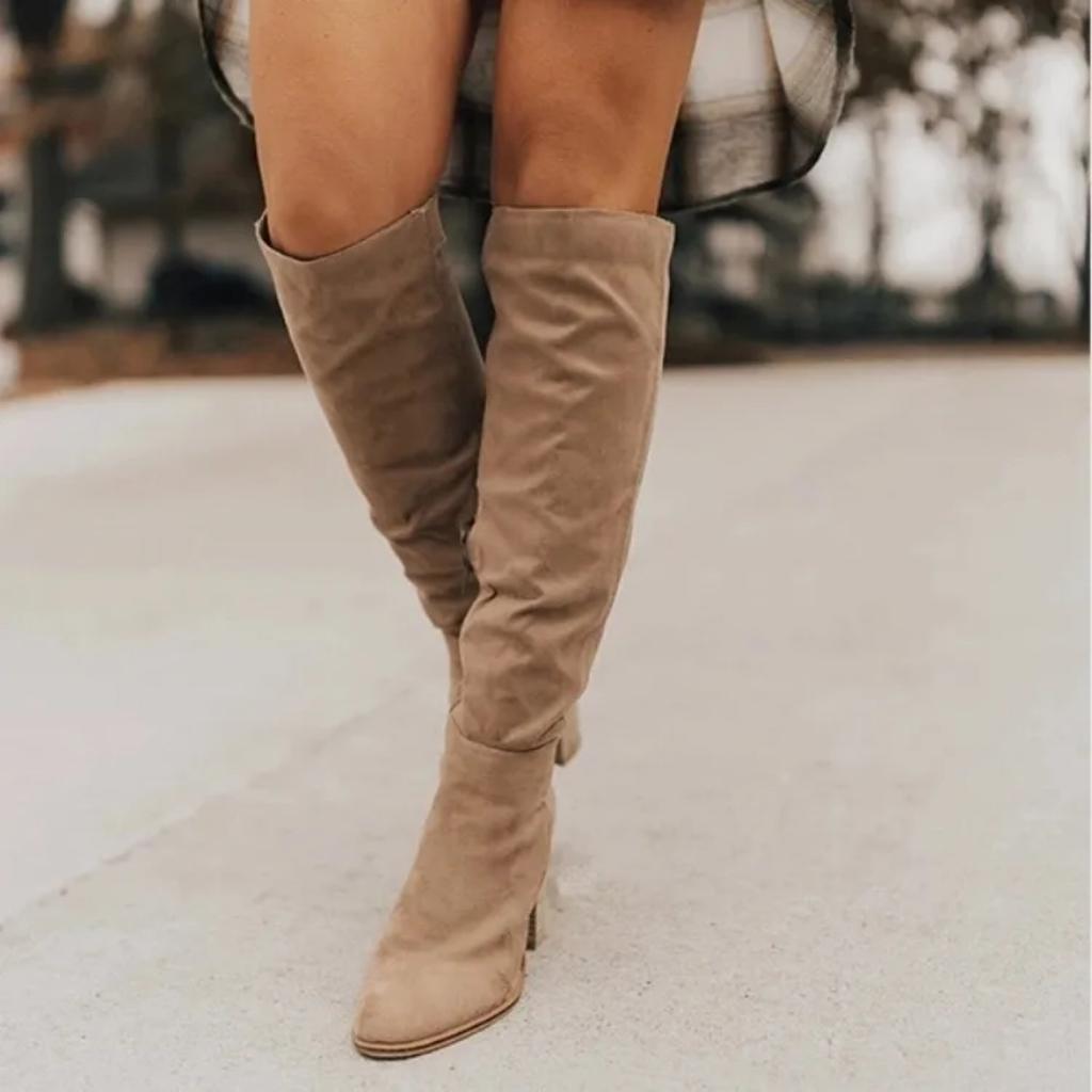 Women's High Boots 2025 Fashion Side Zipper Riding Boots Women High Heel Shoes Size 43 Women Over The Knee Boots Botas De Mujer