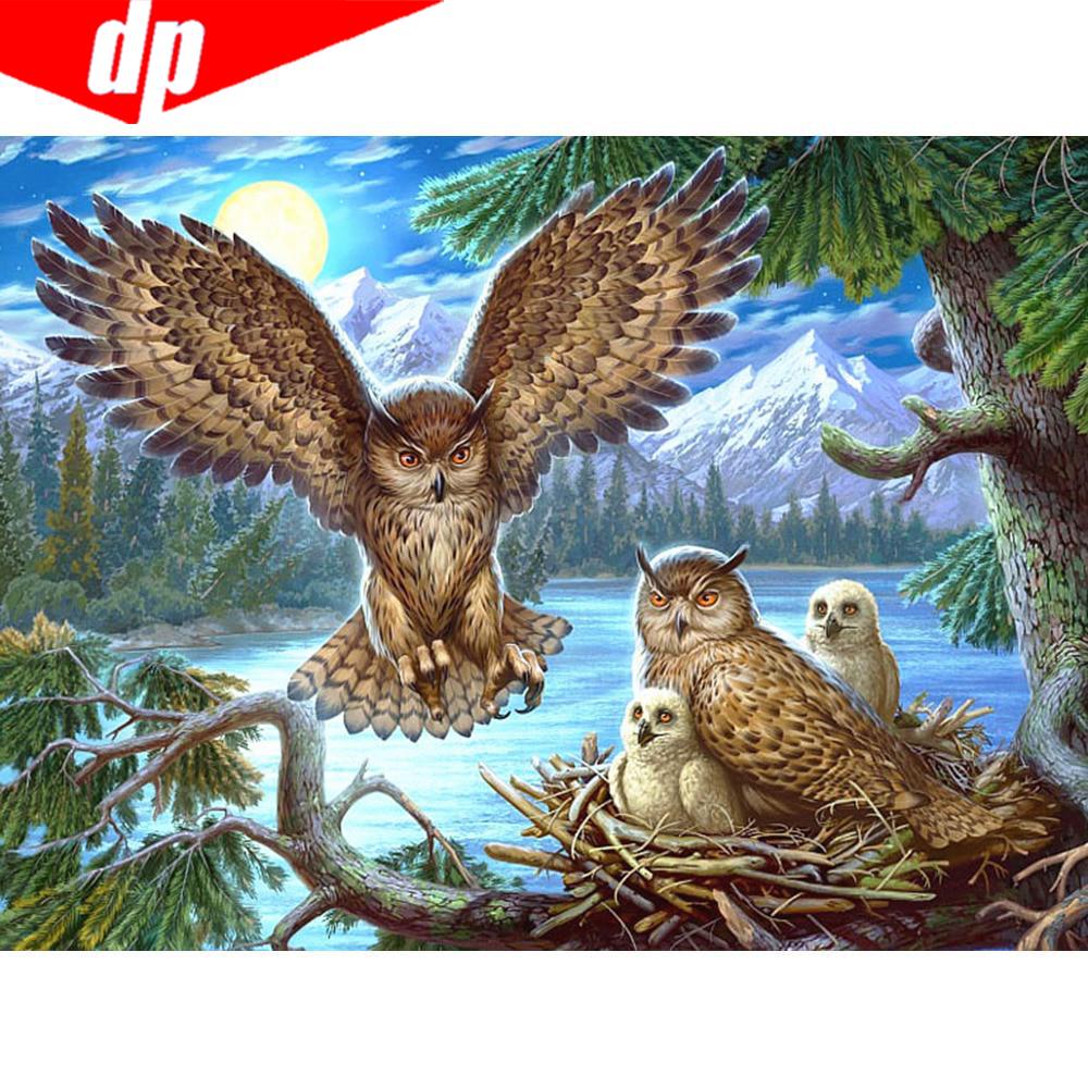 5D Алмазная картина Полный круглый животное Сова Вышивка Продажа Картина Горный хрусталь Алмаз