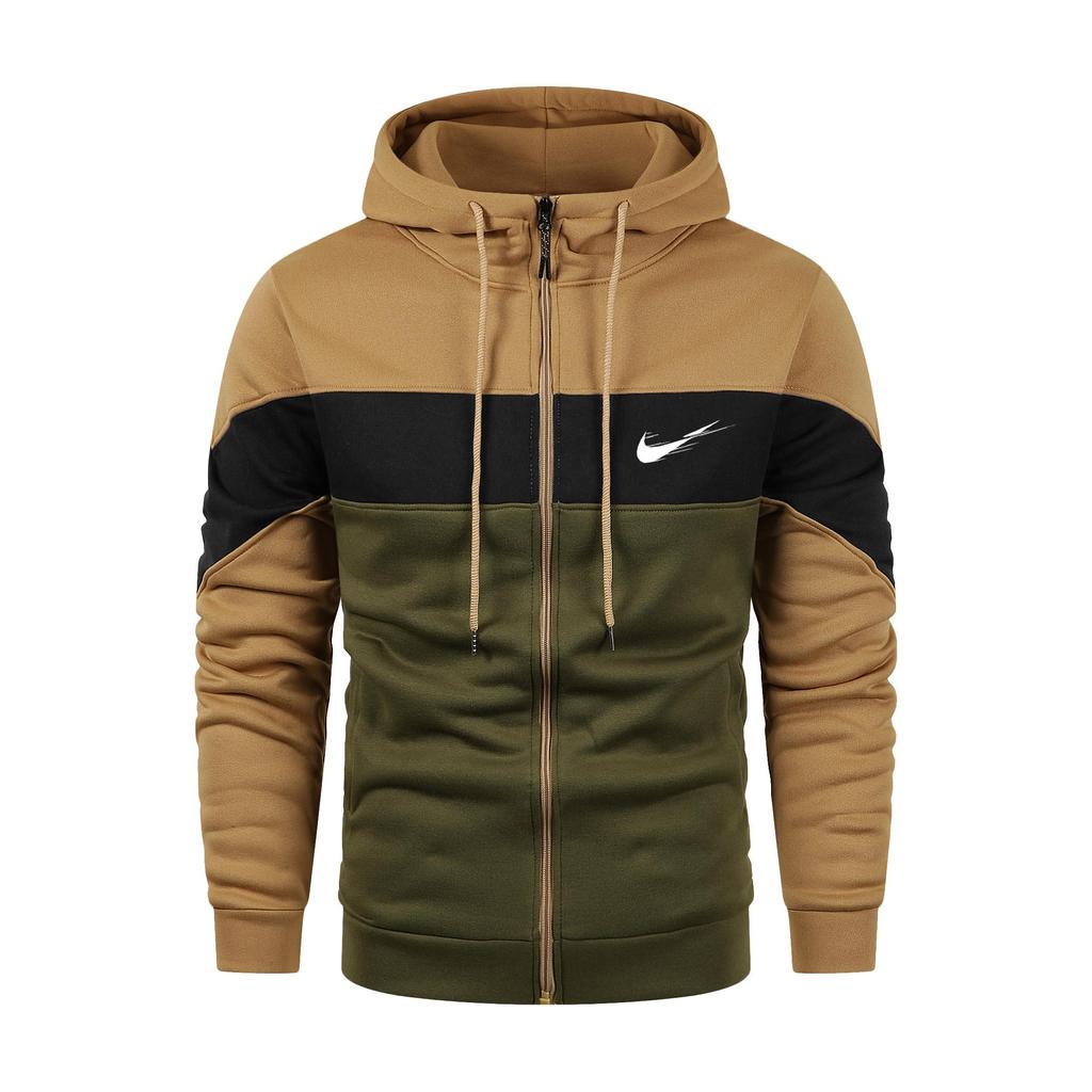 2024 Мужская осень и зима Новая толстовка с капюшоном на молнии с разноцветным принтом больших размеров