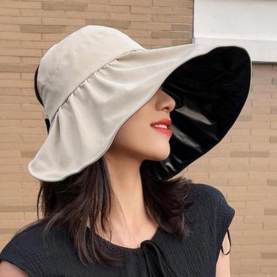 Женская летняя шляпа с драпировкой и широкими кудрявыми полями, солнцезащитная кепка