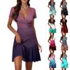 Women's Casual Fashion V-Neck Short Sleeve Patchwork Gradient Print Dresses