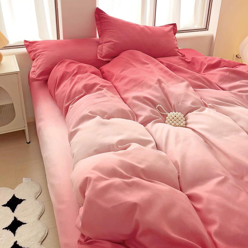 Утолщенный потертый комплект из четырех предметов, осенне-зимний комплект из хлопка из 4 предметов, простыня, пододеяльник, комплект наволочек, постельное белье.