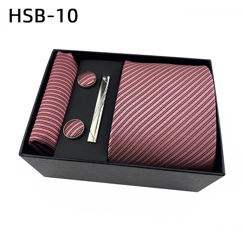Подарочный набор мужских черных деловых галстуков: Полосатые и однотонные галстуки, нагрудный платок, зажим для галстука