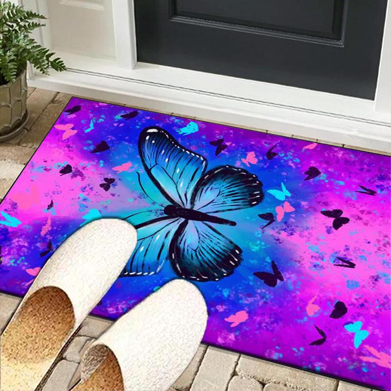 Purple Butterfly Dreams Office Rug Chair Mat, Game Carpet, Suitable for Front Door, Bedroom, Living Room, Desk, Holiday Gift