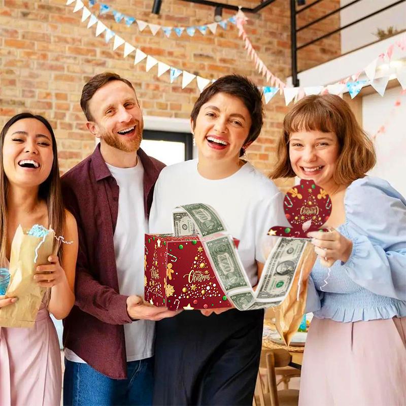 Christmas Christmas Gift Cute Gift Wrap Surprise Money Pull-Out Gift Box Party Favors DIY Xmas Atmosphere 12x12cm