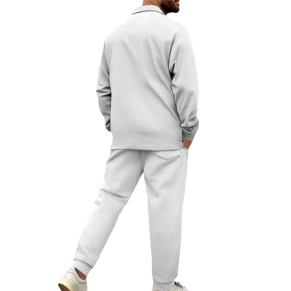 Мужской кардиган приталенного кроя, однобортный, с карманом, с длинным рукавом, спортивная одежда, элегантный костюм-двойка с длинными брюками
