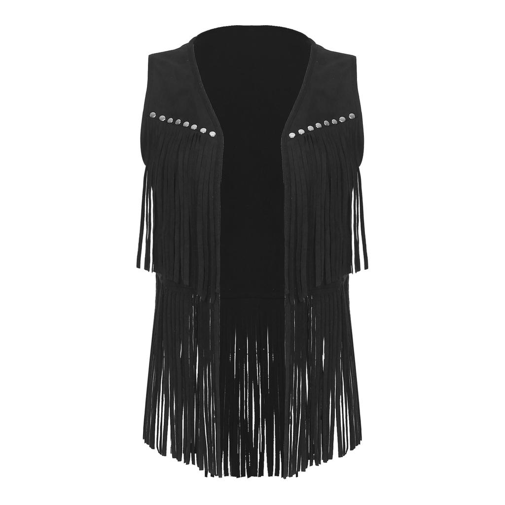 Женский костюм пастушки, жилет без рукавов с бахромой, жилет с кисточками, наряды для косплея