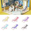 Room Accessories Doll Miniature Furniture Sunbathing Toy Dollhouse Beach Chair Folding Stripe Deck